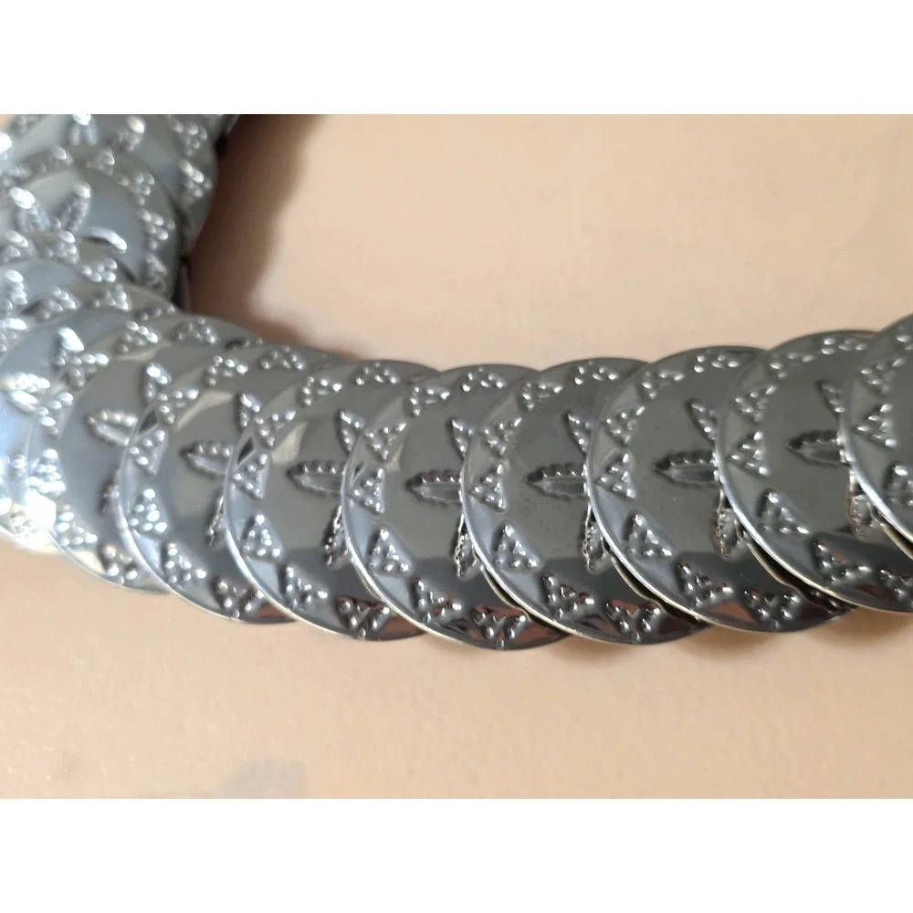 Vintage‎ 1980s Womens Silver Disc Belt Stretchy Osfm